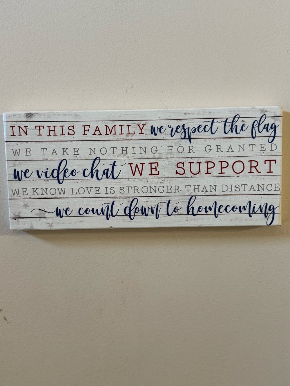 Family Values Wall Plaque Military - Red & Blue
